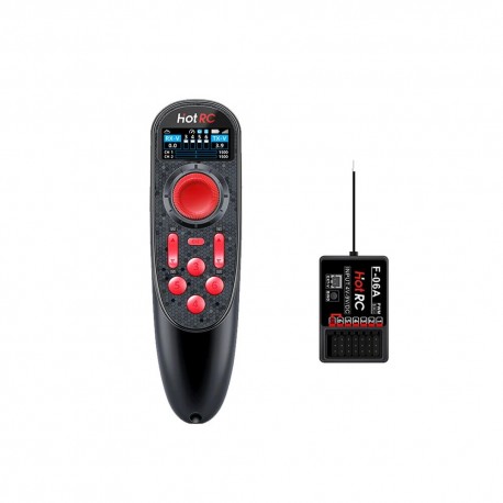 HOTRC DS650 2.4GHz 6CH FHSS Transmitter Color Display Built-in 3.7V 1500mAh Battery Radio Controller With Receiver