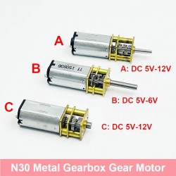 Mini N30 Full Metal Gearbox Gear Motor DC 5V 6V 9V 12V 5RPM/30RPM/50RPM Slow Speed High Torque Reduction Motor
