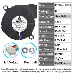 Gdstime 24V 5015 Two Ball Bearing Brushless Cooling 4pin