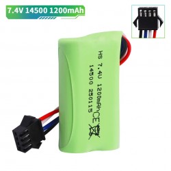7.4V 1200mAh Rechargeable 14500 Li-ion Battery SM-4P Forward plug