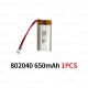 3.7v Rechargeable 802040 Li Ion Polymer Lithium Batteries Pcb Charge Protected Lipo