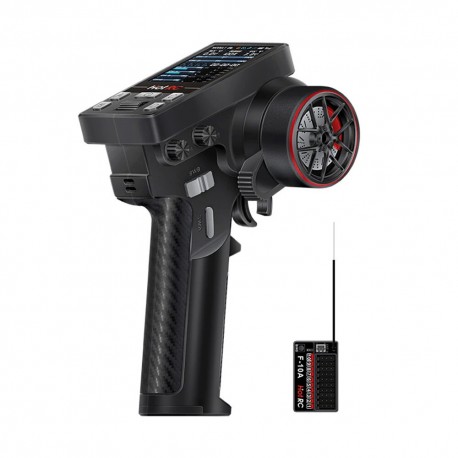 HOTRC CT-10B 2.4GHz 10CH FHSS 2.4-Inch Color Screen Transmitter With F-10A 2.4GHz 10CH PWM Receiver for RC
