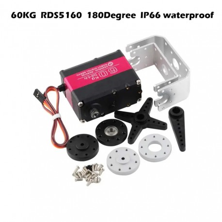 HV Robotic Digital Servo 60kg Metal Gear Servo Double-Shaft High Torque 180/270 Degree IP66