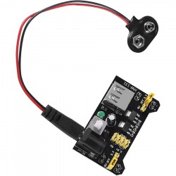 3.3V 5V MB102 Solderless Breadboard Power Supply Module with 9V Battery Clip Power Cable