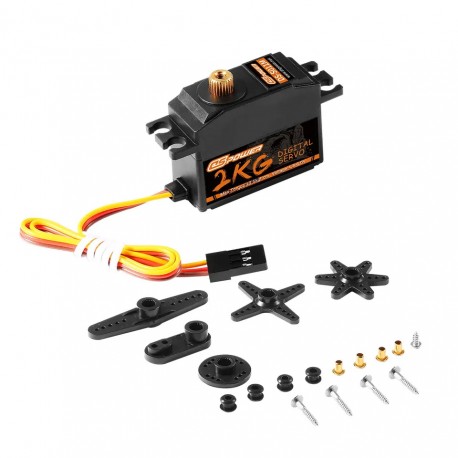 DSPOWER 2KG 5 Cable 3 Cable Metal Gear Servo Brushless Upgrade for MN128 WPL Wltoys 1/12 12428 12423 12429 RC Desert Short Car