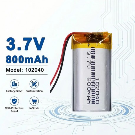 102040 3.7V 800mAh Rechargeable Li-Polymer Cell