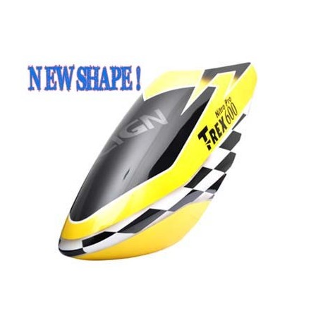 FUSUNO YELLOW CHECKERS Fiberglass Airbrush Canopy T-Rex 600 EX