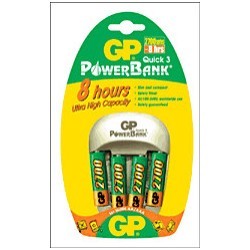 GP Powerbank Quick3 Battery Charger with 4 x AA 2300MAH Bat.