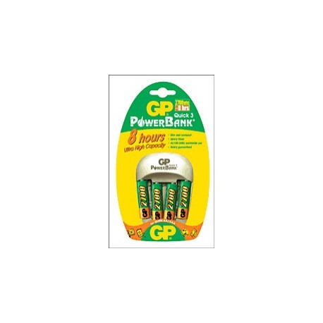 GP Powerbank Quick3 Battery Charger with 4 x AA 2300MAH Bat.