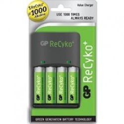 GP Recyko Value Battery Charger & 4 x Rechargeable AA Batteries
