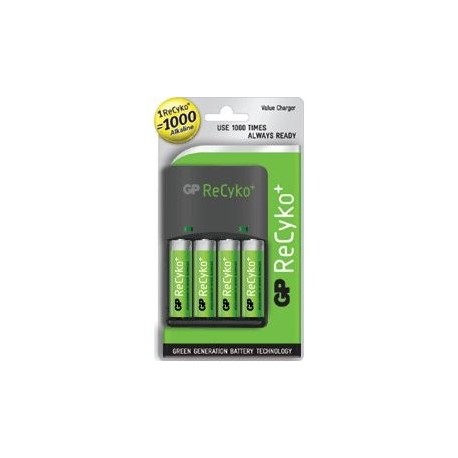 GP Recyko Value Battery Charger & 4 x Rechargeable AA Batteries