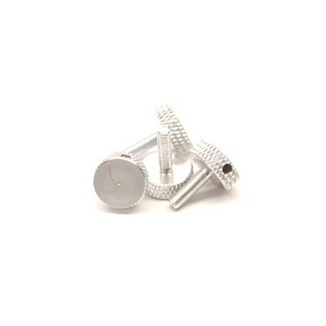 Aluminum CNC Canopy Thumb Screws (4pcs) - SILVER for All Helis