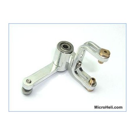 MicroHeli Dual-Arm Double BB Bell Crank (SILVER) - Blade 400/3D