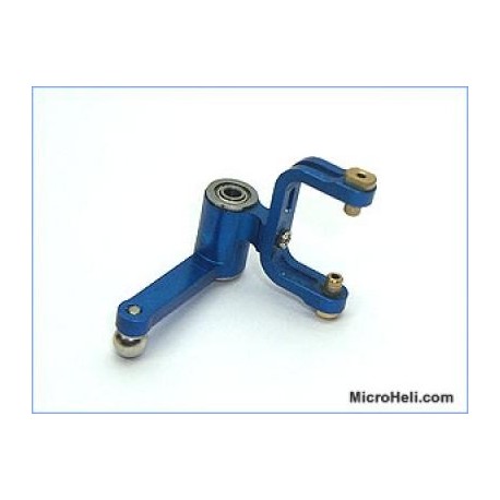 MicroHeli Dual-Arm Double BB Bell Crank (BLUE) - Blade 400/3D