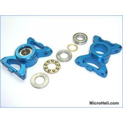 MH Main Shaft Bearing Block w/THRUST BEARINGS (BLUE) T-REX500