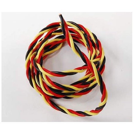 Twisted 22AWG servo wire 1mtr (R/B/Y) 22AWG
