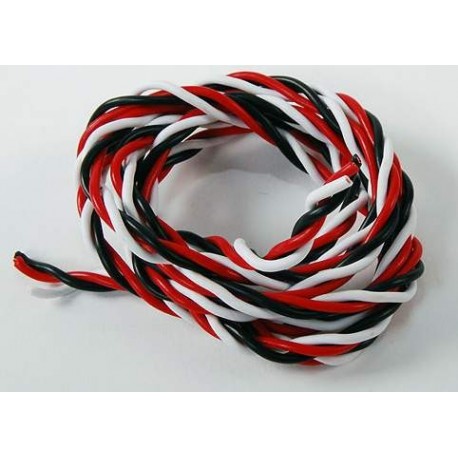 Twisted 22AWG servo wire 1mtr (R/B/W) 22AWG