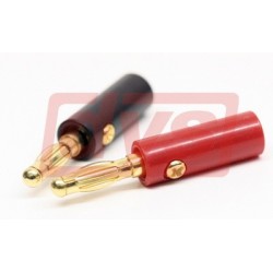 Gold Plated Solderless Banana Connector, Red/Black