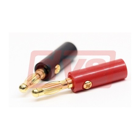 Gold Plated Solderless Banana Connector, Red/Black