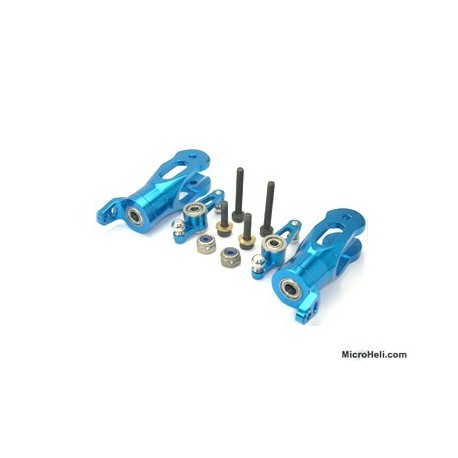 MicroHeli CNC Blade Grips w/Mixing Arms (BLUE) - Blade SR/PRO