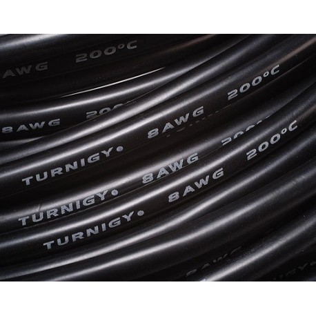 Turnigy Pure-Silicone Wire 8AWG (1mtr) BLACK